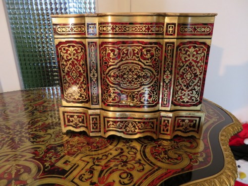 Antiquités - Tantalus Box in Boulle marquetry Napoleon III period 19th with gold crystal