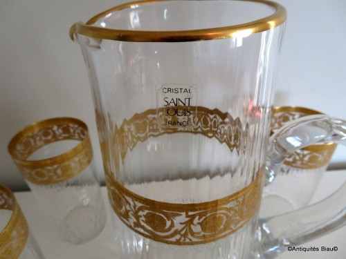  Set of fruit juice in crystal Saint Louis Thistle gold model stamped - Glass & Crystal Style Art nouveau