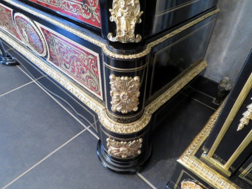 XIXe siècle - Grande Vitrine à 1 porte en marqueterie Boulle époque Napoléon III