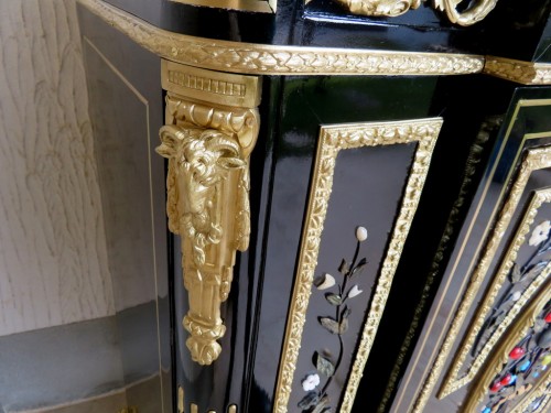 Paire de meuble en marqueterie de pierre dure 19e - Mobilier Style Napoléon III