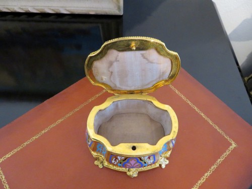 Boite à bijoux en émail cloisonné Boulle Epoque Napoléon III - Antiquités Biau