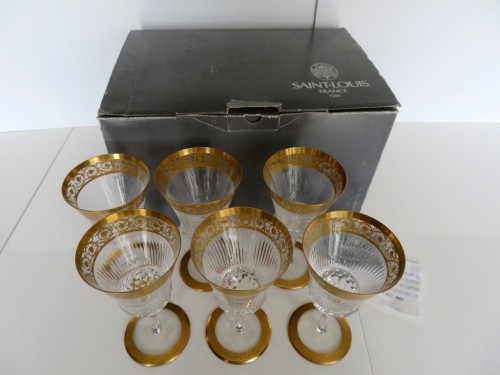 1 Box of 6 Watter galsses in cristal from Saint Louis thistle gold model  - Glass & Crystal Style Art nouveau