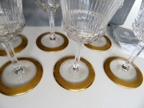 Glass & Crystal  - 1 Box of 6 Watter galsses in cristal from Saint Louis thistle gold model 