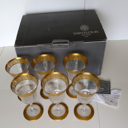 20th century - 1 Box of 6 Watter galsses in cristal from Saint Louis thistle gold model 