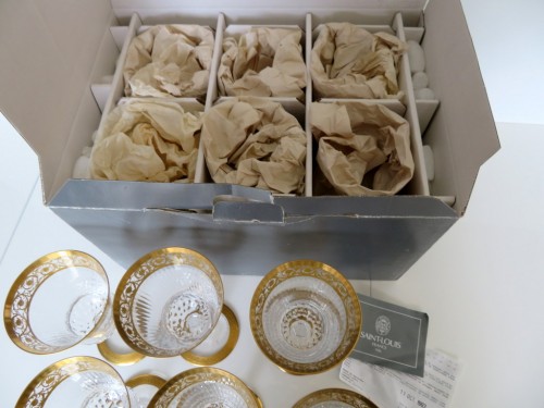 1 Box of 6 Watter galsses in cristal from Saint Louis thistle gold model  - Art nouveau