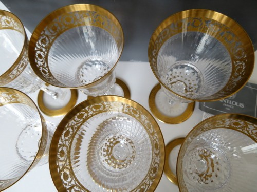 Antiquités - 1 Box of 6 Watter galsses in cristal from Saint Louis thistle gold model 