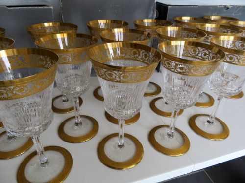 Antiquités - 1 Box of 6 Watter galsses in cristal from Saint Louis thistle gold model 