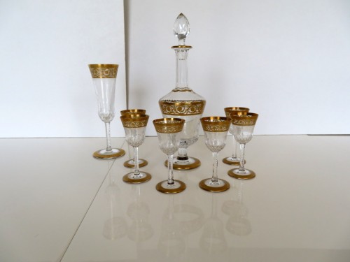 Set of liquor in crystal from Saint Louis Thistle gold model stamped - Glass & Crystal Style Art nouveau