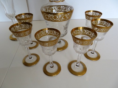 Set of liquor in crystal from Saint Louis Thistle gold model stamped - 