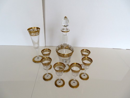 20th century - Set of liquor in crystal from Saint Louis Thistle gold model stamped