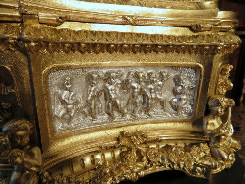 19th century - Boite à bijoux en Bronze sur coussin de marbre Boulle Epoque Napoléon III
