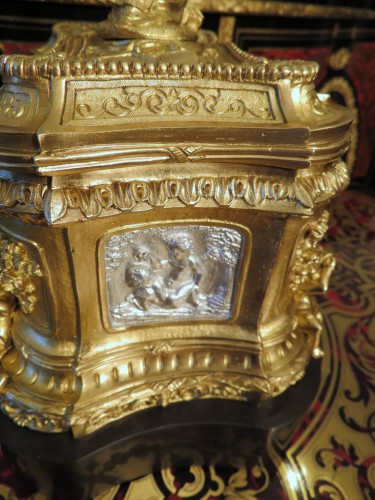 Boite à bijoux en bronze sur coussin de marbre Boulle époque Napoléon III - Napoléon III