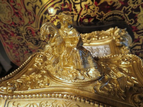 Napoléon III - Boite à bijoux en bronze sur coussin de marbre Boulle époque Napoléon III