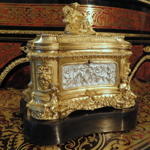 Antiquités - Boite à bijoux en Bronze sur coussin de marbre Boulle Epoque Napoléon III