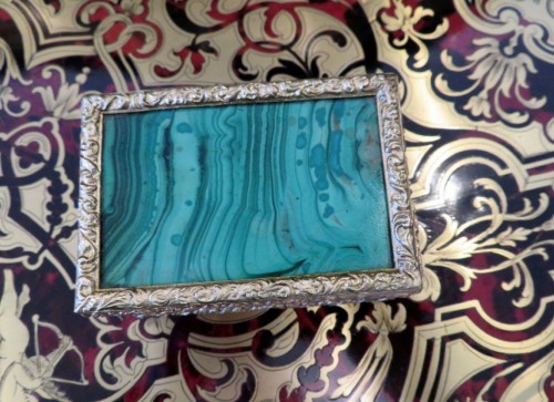 Antiquités - Stamped Giroux Jewelry Box in Malachite marquetry 19th Napoleon III period