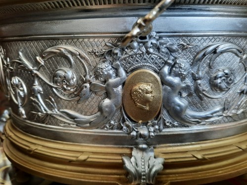 Napoléon III - Boite à bijoux en bronze or et argent Boulle époque Napoléon III signée OUDRY 