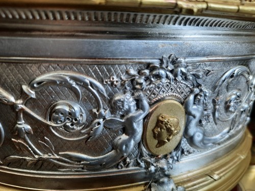 Antiquités - Boite à bijoux en bronze or et argent Boulle époque Napoléon III signée OUDRY 