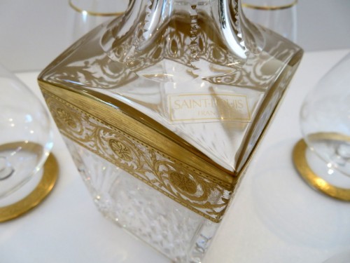 Antiquités - Service à Cognac en Cristal de Saint Louis modéle thistle Or signé