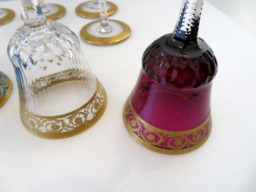 Art nouveau - 12 Roemers verres à vin du Rhone Saint Louis Thistle Or Cristal signé