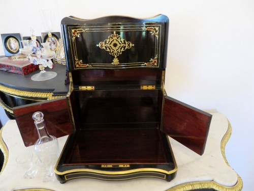 19th century - Tantalus Box in Boulle Marquetry Napoleon III period 19th