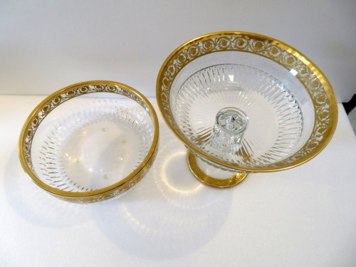 2 Large Bowls in Crystal of saint Louis Thistle Gold stamped perfect condit - Glass & Crystal Style Art nouveau