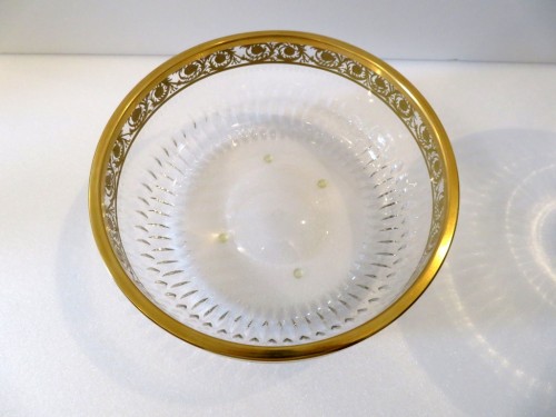 2 Large Bowls in Crystal of saint Louis Thistle Gold stamped perfect condit - 