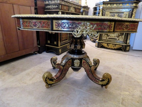  Table with central food in marquetry Boulle 19th period Napoléon III perio - 