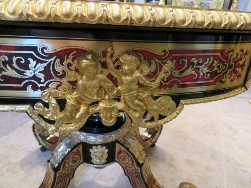  Table with central food in marquetry Boulle 19th period Napoléon III perio - Napoléon III