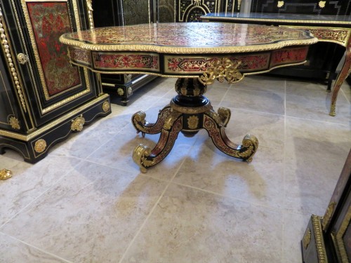 Napoléon III -  Table with central food in marquetry Boulle 19th period Napoléon III perio