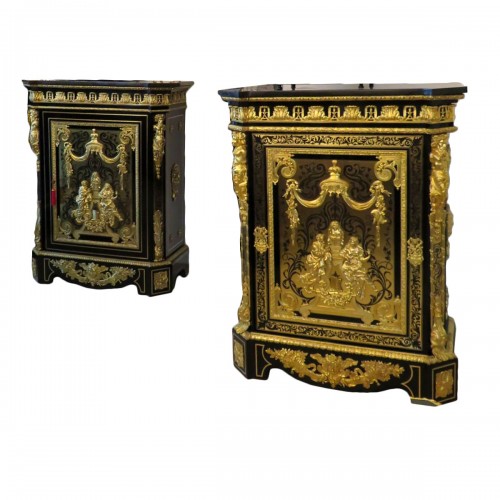 Cabinets Louis XIV stamped Béfort in Boulle marquetry 19th  Napoleon III