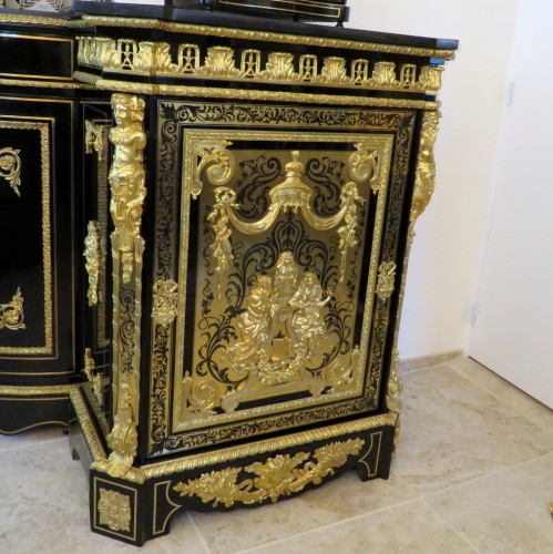Paire de meubles signés Béfort en marqueterie Boulle époque Napoléon III - Antiquités Biau