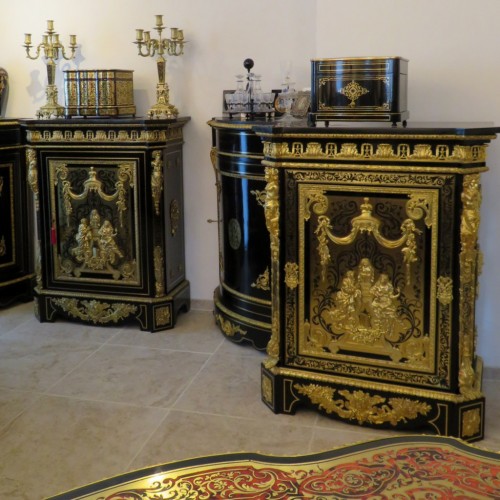 19th century - Cabinets Louis XIV stamped Béfort in Boulle marquetry 19th  Napoleon III