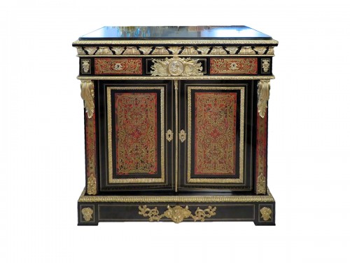 Furniture L XIV with 2 doors in Boulle marquetry 19th  Napoleon III  period