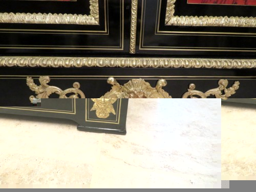Meuble d'appui à 2 tiroirs en marqueterie Boulle Epoque Napoléon III - Antiquités Biau