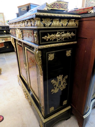 Antiquités - Meuble d'appui à 2 tiroirs en marqueterie Boulle Epoque Napoléon III