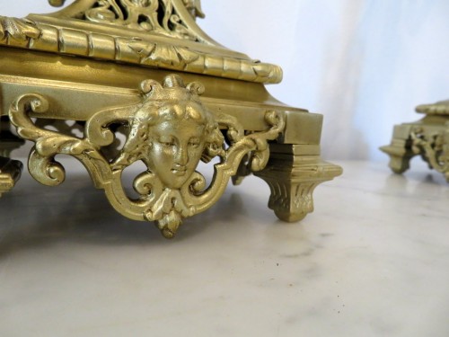 Napoléon III - Paire de candélabres en bronze et marqueterie Boulle époque Napoléon III