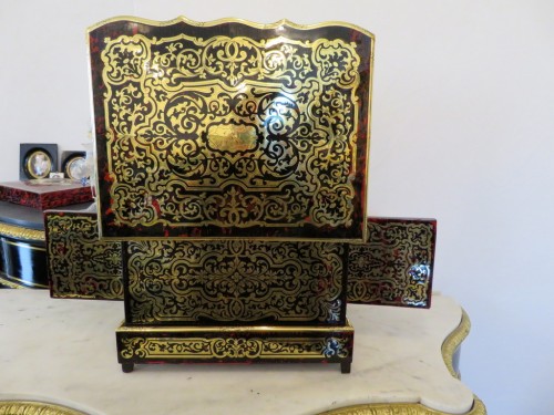 Antiquités - Tantalus Box in Boulle marquetry Napoleon III period 19th Stamped KLOTZ 