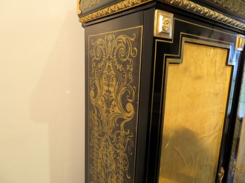 19th century - stamped GROS Large Showcase in Boulle marquetry  Napoleon III period