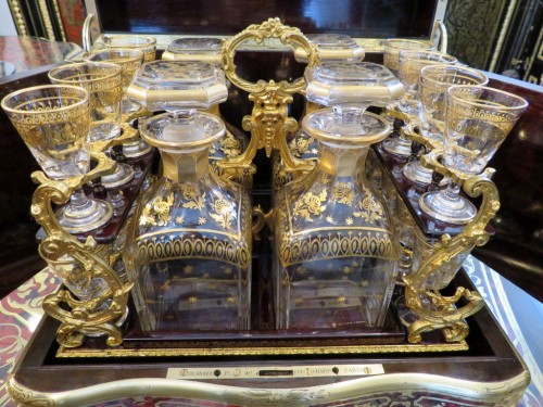 19th century - Stamped ANNEE Tantalus Box in Boulle marquetry Napoleon III period 19th