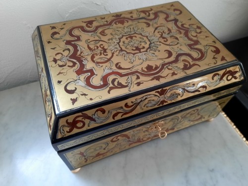  Jewelry Box in Boulle marquetry 18th century  - Objects of Vertu Style Louis XV
