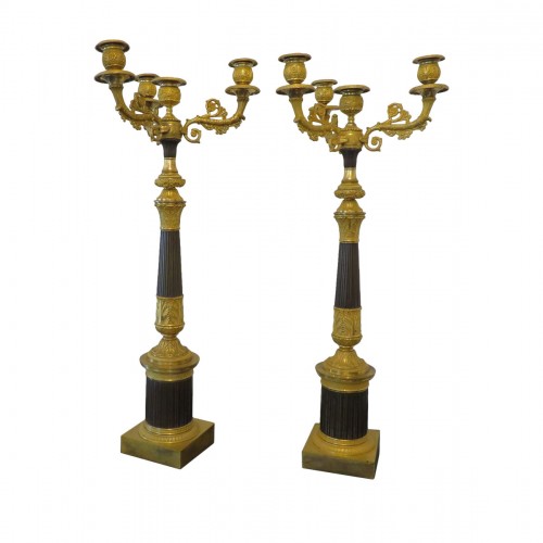 Pair of Candelabra golden Bronze Empire period 