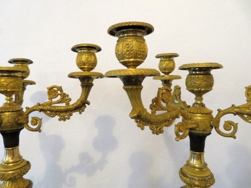 Pair of Candelabra golden Bronze Empire period  - Lighting Style Empire
