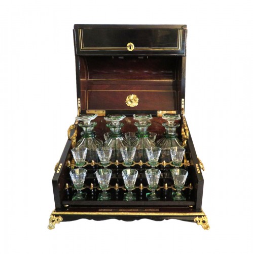 Green crystal Tantalus Box Black and Bronze Napoleon III period 19th