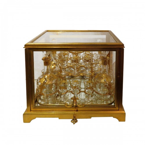 Baccarat -  Golden crystal Tantalus Box Bronze Napoleon III period 19t