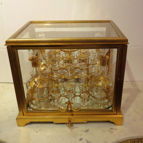 Baccarat -  Golden crystal Tantalus Box Bronze Napoleon III period 19t - Decorative Objects Style Napoléon III