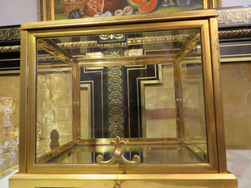 Antiquités - Baccarat -  Golden crystal Tantalus Box Bronze Napoleon III period 19t
