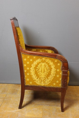 Paire de bergères Empire en acajou et placage - Empire