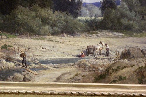 Tableaux et dessins Tableaux XIXe siècle - Paysage animé à au bord de la rivière,  XIXe siècle