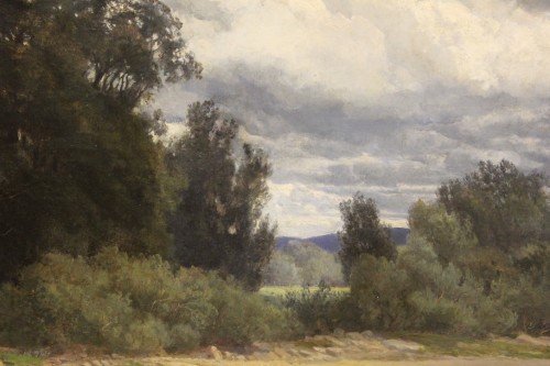 XIXe siècle - Paysage animé à au bord de la rivière,  XIXe siècle