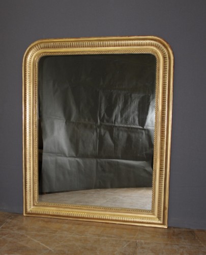 Miroirs, Trumeaux  - Miroir louis Philippe en stuc doré à la feuille d'or